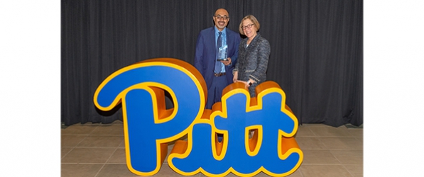 Dr. Ajay Wasan with University of Pittsburgh Provost Ann Cudd